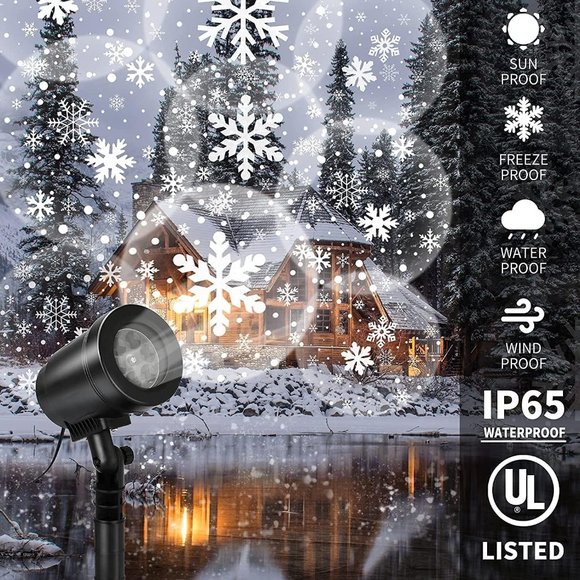 Christmas Projector Lights Outdoor, Waterproof LED Snowflake Lights - Picture 4 of 6